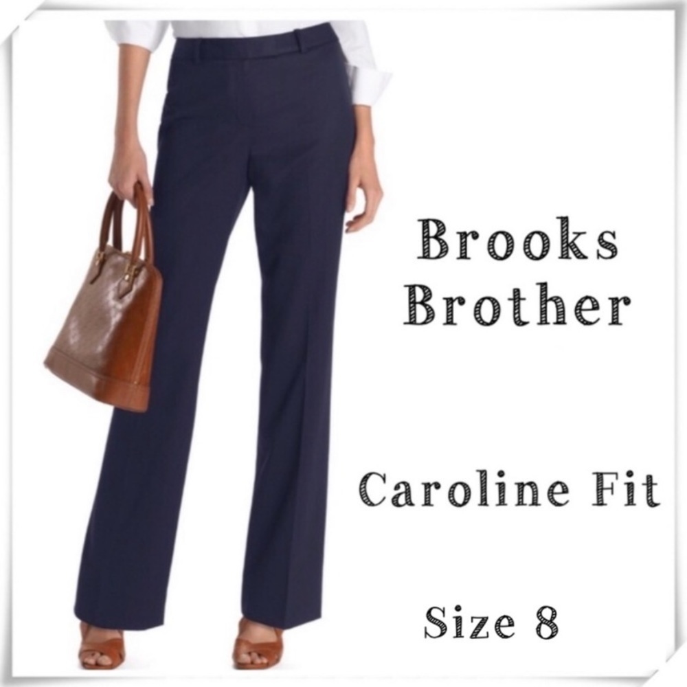 Brooks Brother346 Size 8 Caroline Fit Stretch Dress Trousers Pants Navy Blue NWT